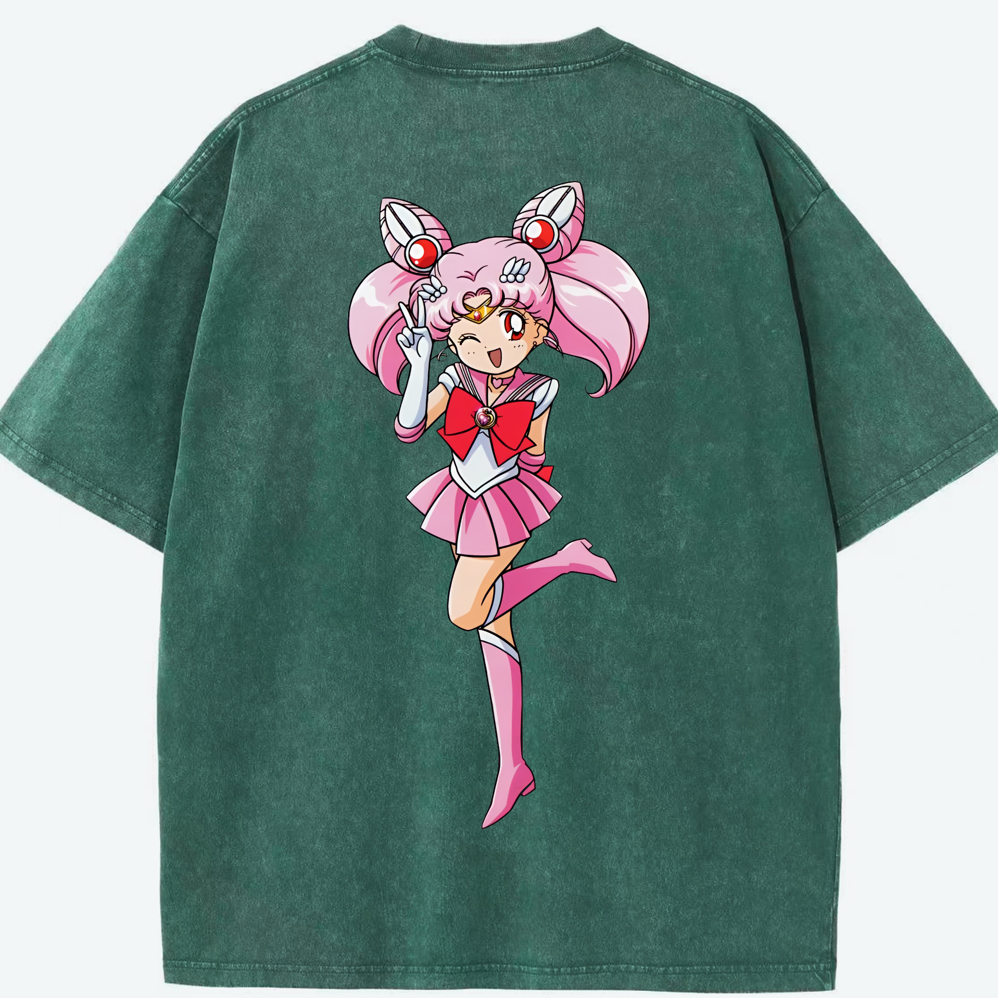 （画像用） 美少女戦士セーラームーン ちびうさ Sailor Moon Chibiusa Tsukino Usagi Small Lady Serenity 綿100% ヴィンテージ風 半袖Tシャツ（背面プリント）